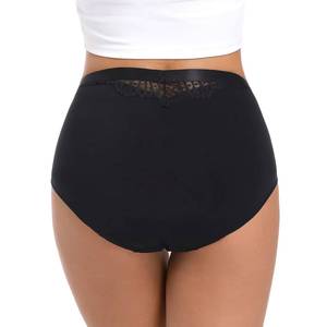 Culottes pour femmes, 4 couches absorbantes, culottes de règles taille haute, anti-fuites, en nylon, pratiques, vente en gros, grandes tailles, noires, pour femmes adultes - Product Image 4