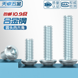 Round Head Hex <b>Socket</b> <b>Screws</b> Metric Grade 10.9 Blue White Zinc Plated ISO 7380 Alloy Steel Fastener Connection - Product Image 5