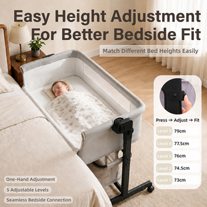 <span class=keywords><strong>Cuna</strong></span> Colegiadora Multifuncional para Bebés con Malla Transpirable, Diseño Plegable y Altura Ajustable para Recién Nacidos - Product Image 5