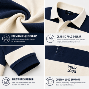 Camiseta de Rugby Personalizada para Hombre, OEM ODM, Logotipo Bordado, Manga Larga, Cuello en Contraste, Ropa Deportiva Resistente - Product Image 3