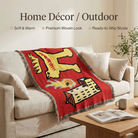 Plaid Moderne en Jacquard Tissé Durable, Style Graffiti Géométrique Uni, Tapisserie Personnalisable Direct Usine
