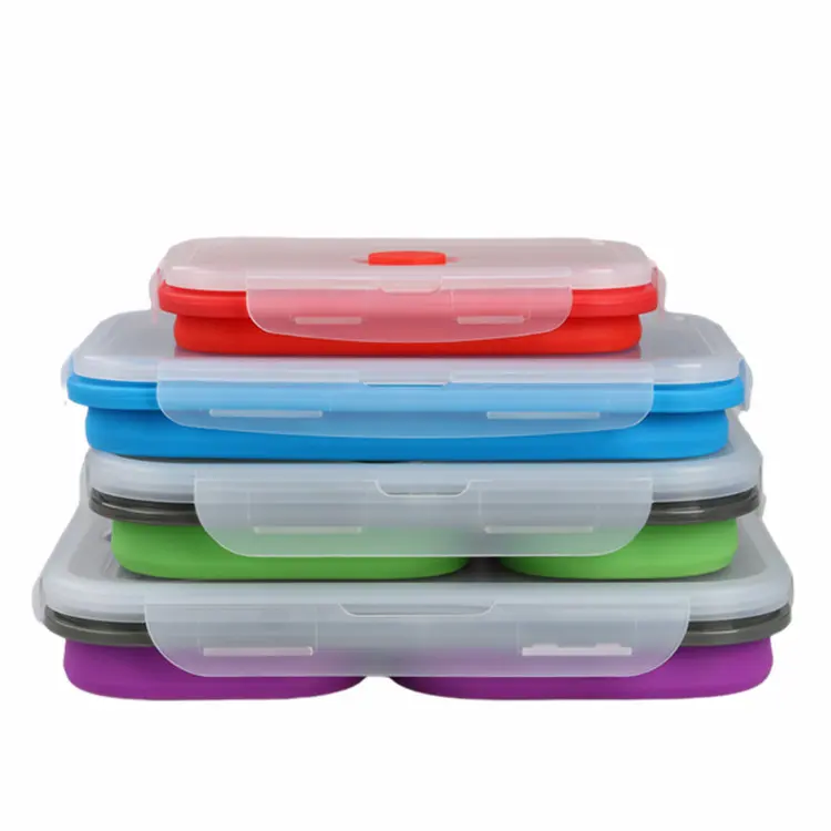 Silicone Foldable Portable Lunch Box Microwave Oven Food Storage Container Lunch Boxes