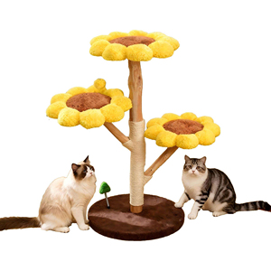 Custom Factory Wholesale <b>Large</b> Cat Tree Sunflower Comfortable <b>Plush</b> Modern Cat Tree - Product Image 1