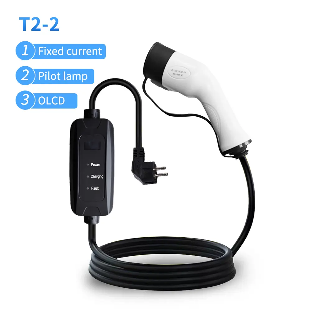 Bộ Sạc EV Di Động 16A/32A 5M IEC Với Đèn Thí Điểm Dòng Cố Định Bộ Sạc EV Di Động OLCD Cọc Sạc Năng Lượng Mới