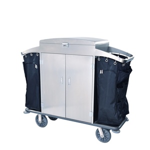 Chariot de ménage multifonctionnel de chambre d'amis de chariot de linge d'hôtel d'acier inoxydable - Product Image 5