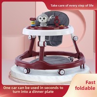 Poussette multifonctionnelle anti-renversement pour enfants de 7 à 18 mois, voiture d'équilibre et marchette pour bébés avec fonction musicale, cadre en plastique