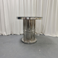 Mesa redonda de acero inoxidable plateado de lujo a precio de fábrica para hoteles, eventos, fiestas y bodas.