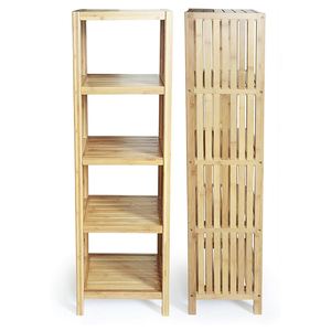 Modern Bamboo Natural 4-tier Multifunctional Bathroom Shelf Wood Shelving <b>Unit</b> <b>Corner</b> Shelves Stand Storage for Bathroom Living - Product Image 4