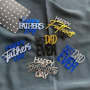 Décorations de gâteau élégantes en acrylique à double couche réutilisables, Joyeuse fête des pères - Product Image 5