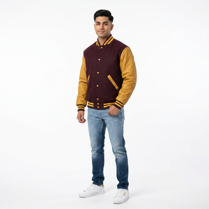 Custom Made Premium <b>Baseball</b> <b>Jacket</b> <b>for</b> <b>Men</b> with Stand Collar Front Logo Blank Letterman University Design Customized Printing - Product Image 1