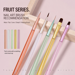 Ensemble de 5 pinceaux pour nail art OEM, poils en nylon doux, virole en cuivre, pour peinture au gel, mélange et manucure, usage professionnel en salon, vente en gros - Product Image 3
