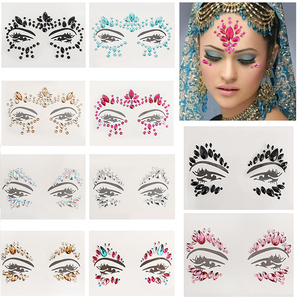 En gros adhésif gemmes <span class=keywords><strong>strass</strong></span> corps de tatouage temporaire autocollants de paillettes <span class=keywords><strong>maquillage</strong></span> visage bijoux pour la fête - Product Image 2