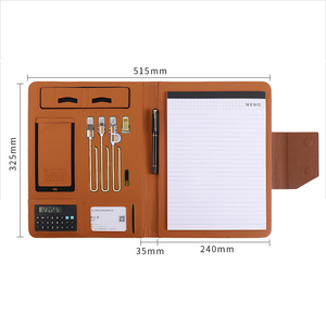 Portafolio multifuncional de cuero PU <span class=keywords><strong>A4</strong></span> con cargador de energía móvil de 8000 Mah Carpeta de archivos de carga inalámbrica - Product Image 3