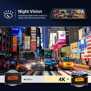 4K + 1080P 10 pulgadas espejo retrovisor para coche cámara de salpicadero delantera y trasera 4K con doble lente Wifi GPS visión nocturna Monitor de estacionamiento - Product Image 2
