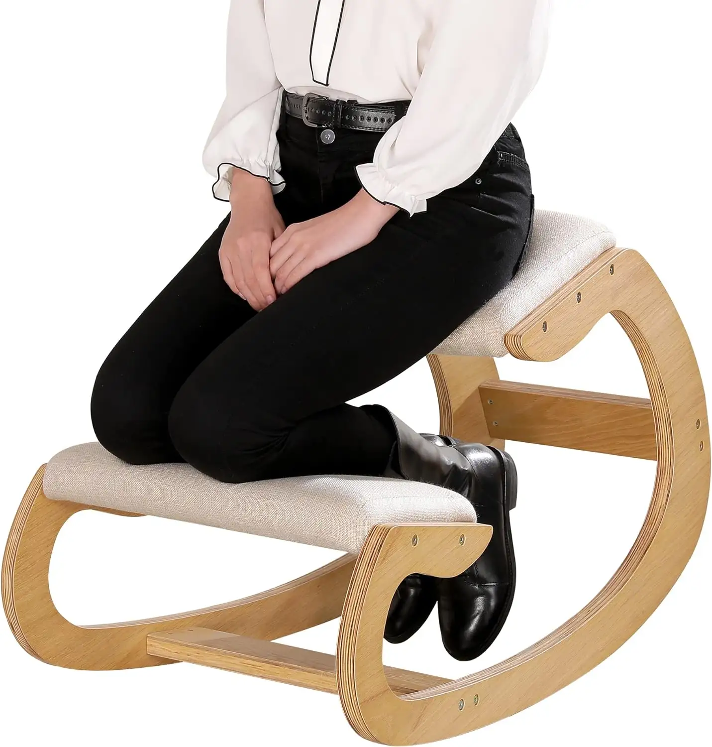 Chaises berçantes en bois tabouret pour genou chaise à genoux ergonomique pour posture verticale avec coussin