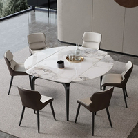 Table à manger italienne de luxe Ensemble de chaises moderne style simple rétractable ardoise jambe d'éléphant extensible pour la maison salon métal