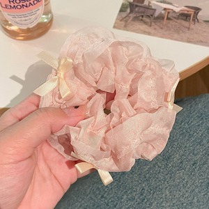 Venta al por mayor verano primavera banda para el pelo Crunchies pulsera elástica accesorios para el pelo diseñador a granel tul encaje Scrunchie con lazo - Product Image 5