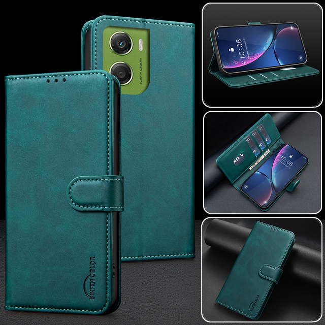 Pure Color Magnetic Wallet RFID Blocking Phone Case for Motorola G06 G56 G86 Edge 60 Pro G05 E15 G15 G75 G55 Flip Leather Cover