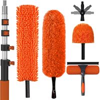 Kit de Plumero Extensible de 7.2m, Profesional, con Barra Telescópica, Mango Largo, Lavable, para Ventanas, Telarañas, Techos y Ventiladores