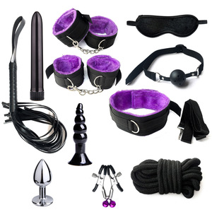 11 Stuks Bondage Set Terughoudendheid Volwassen Spel Handboeien Koppels <span class=keywords><strong>Slave</strong></span> Kraag Mond Gag Zweep Tepel Klemmen Fetish Vrouw Seksspeeltjes Product - Product Image 4