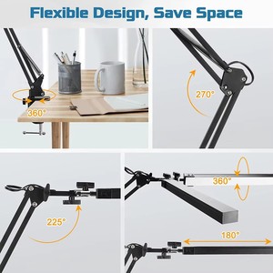 Lampe de bureau LED à double pince TD05 avec veilleuse, abat-jour <span class=keywords><strong>blanc</strong></span> pour étude et protection des yeux, en métal noir, fabriquée en Chine - Product Image 3