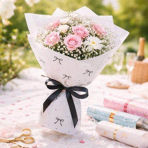 Bowknot <b>Pattern</b> Korean-style Matte <b>Paper</b> Fresh Flower Art Materials Packaging Waterproof Plastic Packaging - Product Image 4