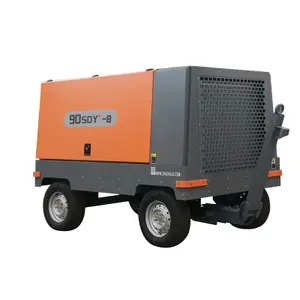 90KW 8bar elétrico diesel portátil mina parafuso compressor de ar máquinas usadas com água bem perfuração equipamento