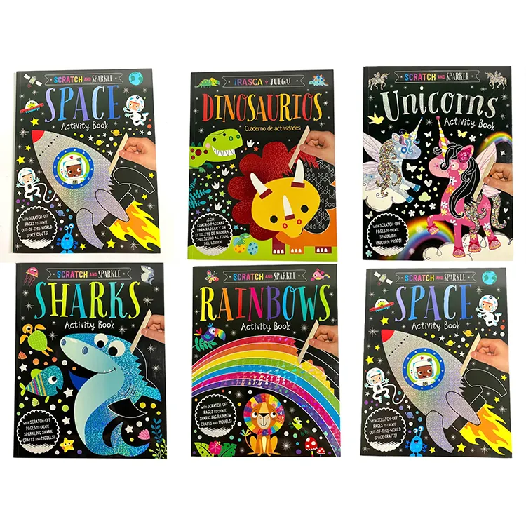 Custom Creative Children DIY Rainbow Color Painting Magic Scratch off Book