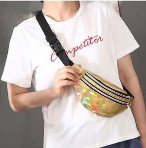 Sac de taille pour femme en PU tendance, scintillant, laser, holographique, iridescent, imperméable, sac de poitrine, sac bandoulière pour le sport - Product Image 3