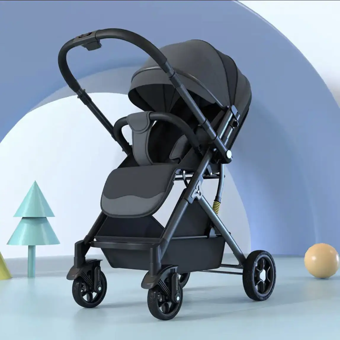 3 em 1 Alta Qualidade de couro carrinho de bebê Fácil Dobrável Portátil Kids Stroller Ajustável Multi-função carrinho de bebê