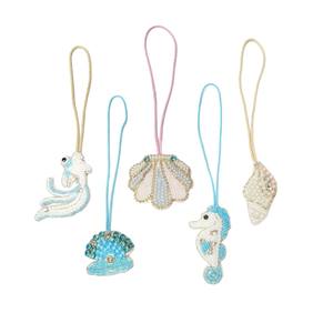 Pronto Estoque Handmade Rhinestone Frisado Shell Starfish Jellyfish Sea Horse Estrela Pendurado Corda Patches Crystal Bag Lanyard Patch - Product Image 5