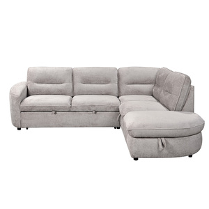 <span class=keywords><strong>Canapé</strong></span> <span class=keywords><strong>convertible</strong></span> en L à deux places <span class=keywords><strong>de</strong></span> conception européenne <span class=keywords><strong>avec</strong></span> <span class=keywords><strong>accoudoirs</strong></span>, ottoman et coussinets en éponge pour appartement et salon - Product Image 6