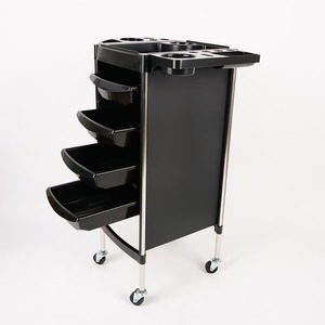 Chariot de Salon à Roulettes Noir avec Plateau Organisateur et Tiroirs pour Coiffeur, Esthéticienne, Barbier, Spa, Studio - Product Image 6