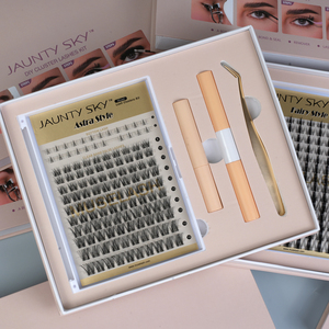 Kit de cils DIY à segments en grappe, volume intense, faits à la main, avec logo personnalisé, 8-16mm, bande superfine, plateau mixte, prix usine - Product Image 1