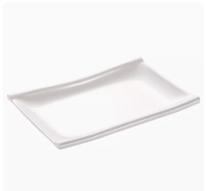 Piring saji persegi panjang melamin pemasok, piring Salad Sushi makanan penutup putih untuk kue, es krim, piring kecil grosir - Product Image 2