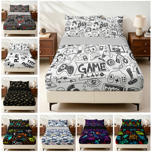 Juego de Edredón con Cierre de Cremallera con Diseño de Videojuegos en Blanco y Negro, Juego de Ropa de Cama con Estampado de Control de Videojuegos para Adolescentes Gamers - Product Image 2