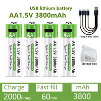 Batería de Litio Recargable USB Tipo-C de 1.5V, Venta Caliente, Carga Rápida de Fábrica OEM para Dispositivos Electrónicos