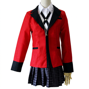 Disfraz de Yumeko Jabami, uniforme escolar rojo, conjunto de chaqueta y falda, traje de juego de rol de Anime para mujer, poliéster, verano 2022 - Product Image 1