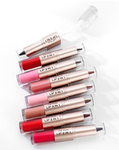 Groothandel 2-in-1 Nude Bruin Roze Spiegel Lipgloss Lipliner Contourpotlood Waterdichte Matte Lip Liner Sexy Lipstick Make-up - Product Image 5