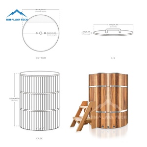 อ่างน้ำแข็งเชิงพาณิชย์ทำจากไม้ซีดาร์แดง FSC และสแตนเลส 304 พร้อมเครื่องทำความเย็น WiFi 1HP สปาสำหรับกลางแจ้งทุกสภาพอากาศ เหมาะสำหรับโรงแรมและรีสอร์ท - Product Image 3