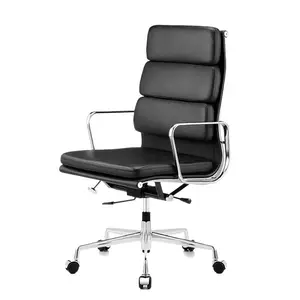 Kursi kantor tugas kantor, untuk rapat Modern punggung rendah bantalan lembut kursi kantor PU atau kulit, kursi eksekutif