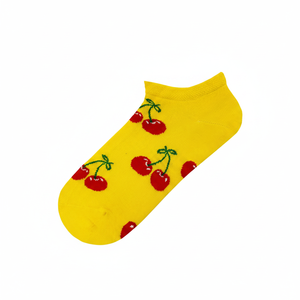Breathable Yellow Ankle Socks Cherry <b>Pattern</b> Embroidery Floral <b>Animal</b> Print <b>Knitted</b> Nylon <b>for</b> Daily Use One Size Fits All - Product Image 2
