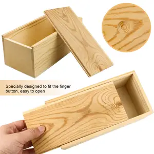 Caja de madera con tapa deslizante a bajo precio de fábrica, caja de almacenamiento de madera sin terminar, caja de madera Natural en blanco, contenedor