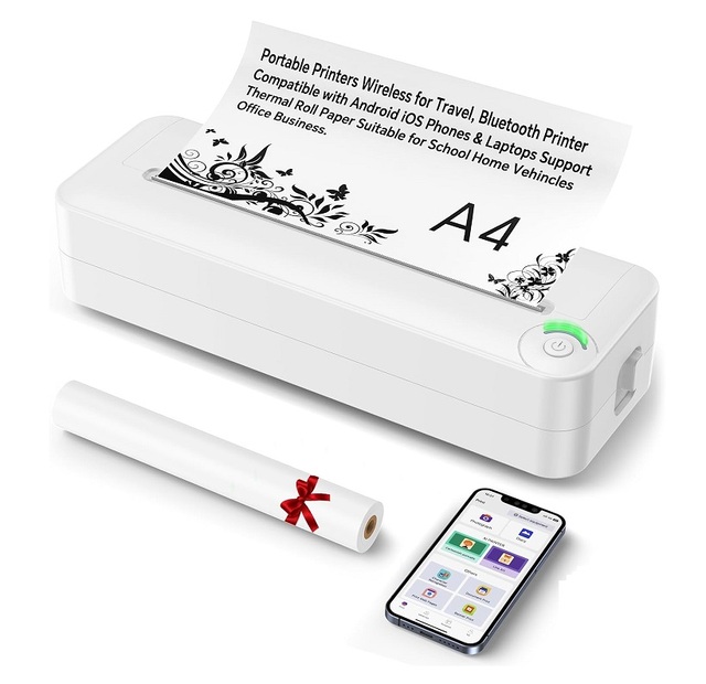 New A4 Printer BT Connection Inkless Printing Portable Mini Student Office Home Photo Printer X8