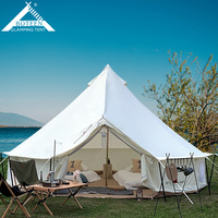 Tente dôme de camping de luxe imperméable quatre saisons de 5 m avec poêle à bois pour le glamping familial, yourte