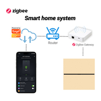 Interrupteur intelligent Merten Gold 8 gangs en aluminium pour Zigbee, 4 boutons de contrôle, 4 scènes, commande vocale, fonction minuterie, économie d'énergie