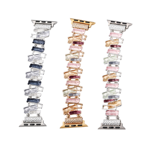 <span class=keywords><strong>Correa</strong></span> de Reloj de Cadena Elástica de Metal de Lujo para IWatch 9/8/7, Brazalete de Joyería de Diamantes de Moda para Mujer, Correas de Reloj para <span class=keywords><strong>Apple</strong></span> <span class=keywords><strong>Watch</strong></span> 49/45 - Product Image 1