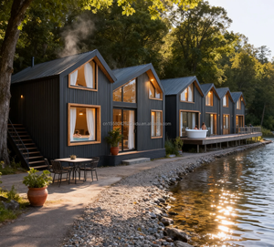 Maison préfabriquée moderne en conteneur, structure en acier galvanisé, fenêtres en alliage d'aluminium, couleur personnalisable pour hôtel/villa - Marque PINGUI - Product Image 5