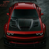 Nouveau capot moteur en fibre de carbone humide à 5 évents style Hellcat, design à fixation par boulons, noir, haute performance, pour Challenger