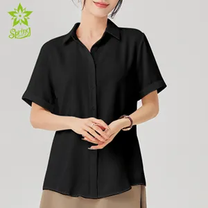 2024 Comfort Fashion Delicate Ladies Chiffon Shirt Women Fashionable High Quality Top Short Sleeve Elegant Office Blouse